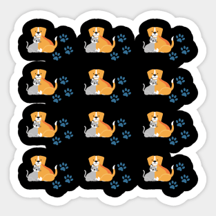 dog and cat lover pattern Sticker